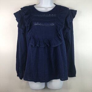 ASOS Blue Ruffle Long Sleeves Top Size 4. NWT
